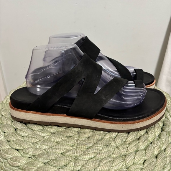 Merrell Juno Black Leather Toe Loop Slip On Wrap Sandals - Picture 5 of 9